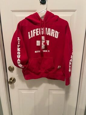 Red Lifeguard Hooded Sweatshirt